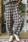 Patrick Plaid Brushed Cotton Barrel Pant Earth